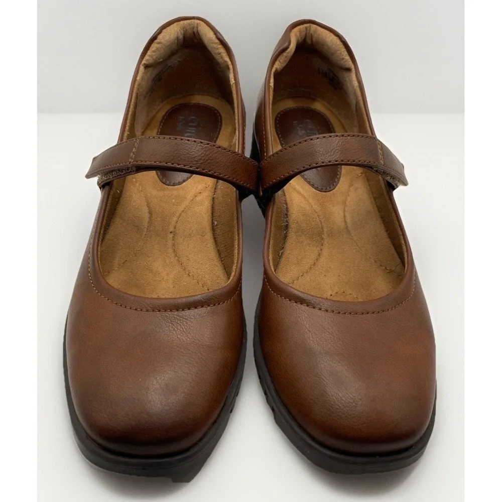 Euro Soft Dalilah Mary Jane Flats Women's Brown Leather Wedge Size‎ 6.5 M